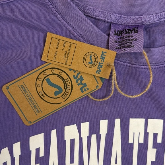 New Clearwater Beach Florida T-Shirt Purple Long Sleeve Cotton Surf Style Large - Picture 2 of 7